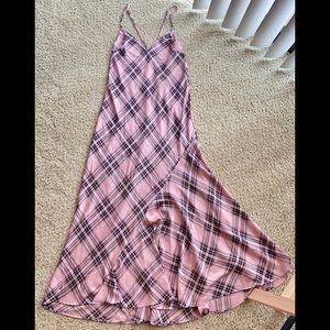 VS open back Slip dress pink black plaids